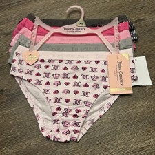 JUICY COUTURE Panty Set 5-Pack GIRLS SIZE XS Pink Grey Logo Kids NWT
