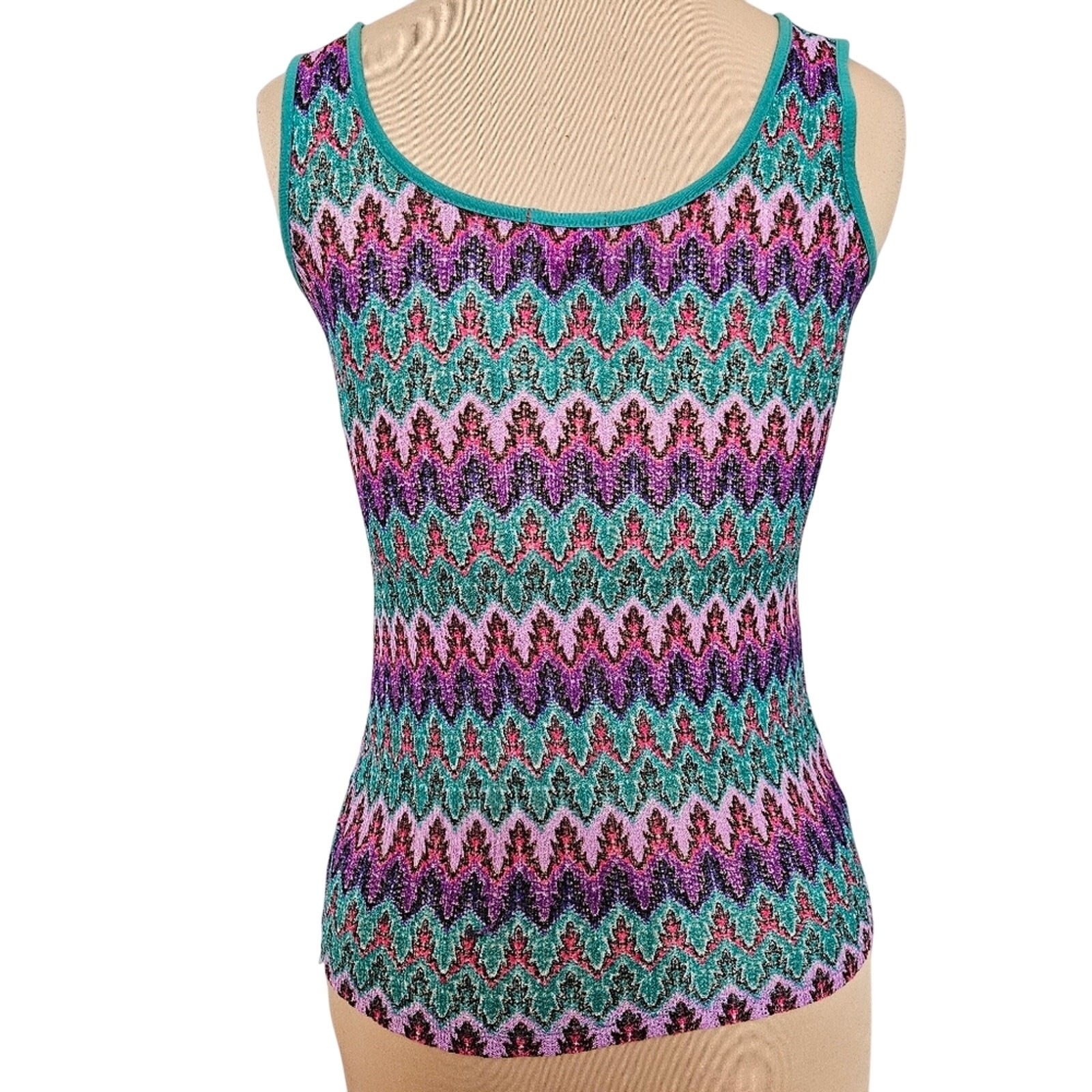 Bongo Multicolor Chevron Pattern Sleeveless Tank … - image 2