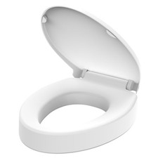 Raised Elongated Toilet Seat 18.5 for Seniors   Soft Close, Quick Release Co...