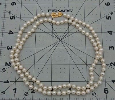 Vintage Mikimoto 30 Inch Pearl Necklace 18k Pearl Clasp. Rare Length Size 