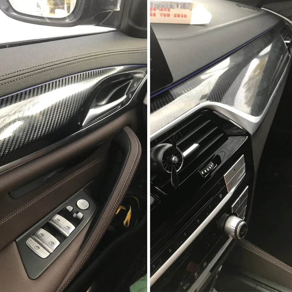 Calcomanía adhesiva interior de fibra de carbono 5D para BMW Serie 5 G30 2018-2022 Foto 4 de 4