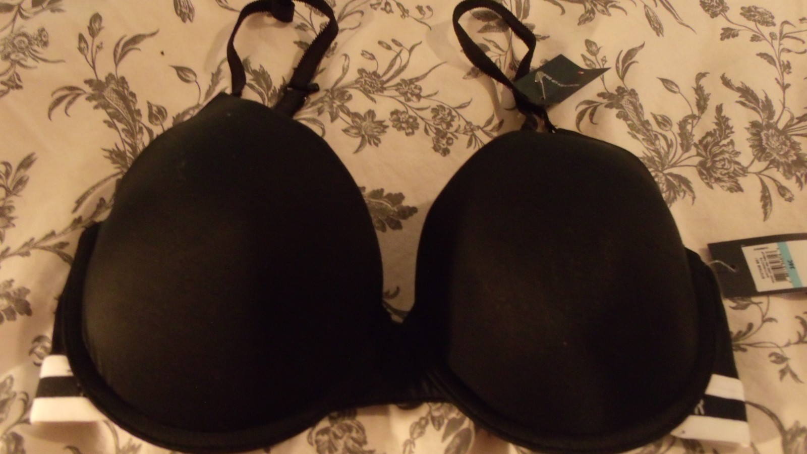 Black Tommy Hilfiger R72TO28 Microfiber Push Up UW Bra *NEW* 36C