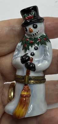Christopher Radko Limoges Snowman Trinket Box Peint Main France Signed