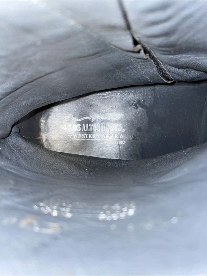 Botas Los Altos Western Wear Cremallera Lateral Mujer Talla 11 M Cuero Negro Salir Foto 2 de 4