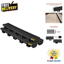 Versatile 3-Piece Trench Drain Kit with Detachable Grates - Ideal for Driveways