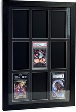 Graded Trading Card Display Case 9 PSA Slabs Sport Football Baseball Wood Frame