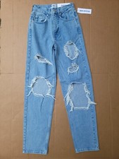 Urban Outfitters BDG Jeans High Rise Baggy Medium Wash Women's 24 Distressed NWT