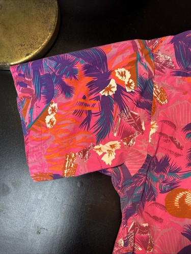 CHAPS Ralph Lauren floral cotton shirt Large men's Hawaii Bright Pink Size L - Picture 8 of 12