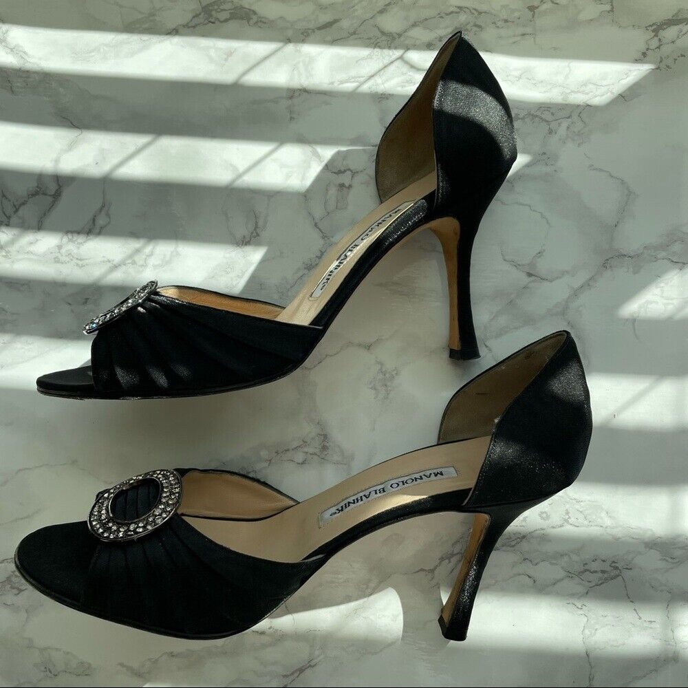 MANOLO BLAHNIK Signed RARE Collectors Item D'Orsay Black MANOLO BLAHNIK Signed RARE Collectors Item D'Orsay Black