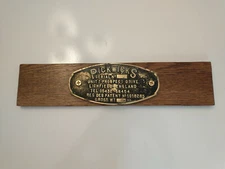 Pickwicks Lichfield England Vintage Brass Emblem (6 1/2 " Long) on 14" Oak Base