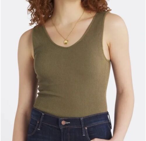 Nine Britton Jubair V Neck Knit Tank Olive Large NWT