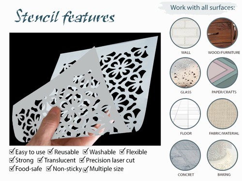 Floral Stencil Trellis Pattern Paint Wall Furniture CAKE Reusable Crafts TE441 - Picture 7 of 22