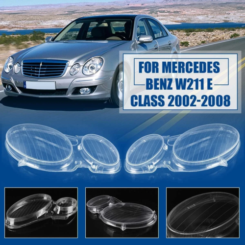 1 paire verre de phare transparent couverture d'objectif pour Mercedes Benz W211 2002-2008 - Photo 1/13