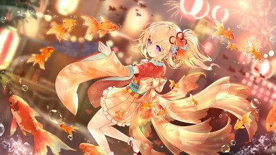 Anime  characters 2d goldfish bubbles kimono Playmat Game Mat Desk