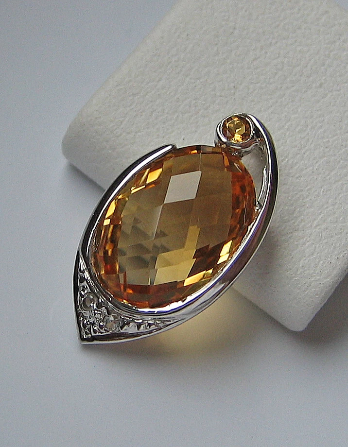 Brillant Anhänger in aus 375 9kt Gold mit Citrin Briolettschliff Diamant♦️8109 - Bild 3 von 4