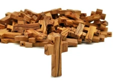 100 Pcs Olive Wood Crosses Hand Made Pendants Holy Land Gift Jerusalem Cross 