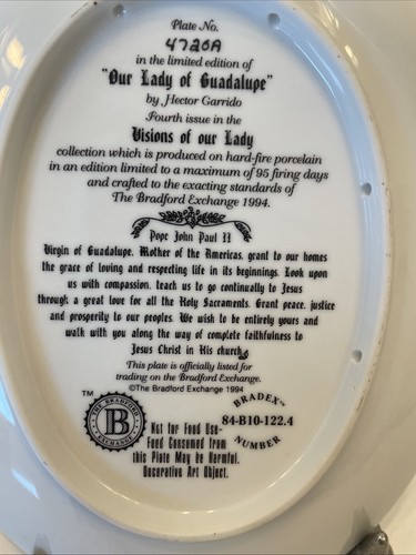 Collector plate Our Lady of Guadalupe Bradford Exchange Plate #17224A - Picture 4 of 8