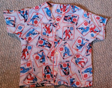 Boys Pajama Top Button UP Baseball Players Bedtime Naptime Vintage Comfy Cute