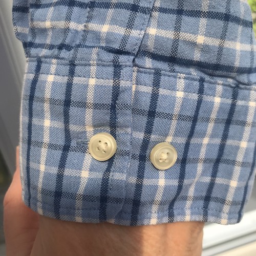 Next - Mens Blue Check Long Sleeved Shirt With Button Down Collar Size Large Vgc - Picture 7 of 11