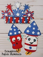Premade Paper Pieces, Scrapbook , Set of Firework, 4th Of July, Independence Day