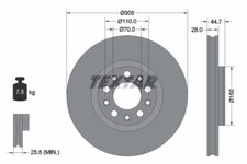 TEXTAR 2x Bremsscheibe vorne Ø305 mm Innenbelüftet für Alfa Romeo Giulia 952_
