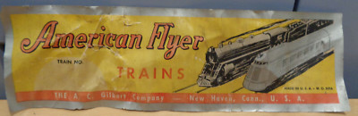 ORIGINAL LABEL FROM AMERICAN FLYER SET BOX 10'' X 3''
