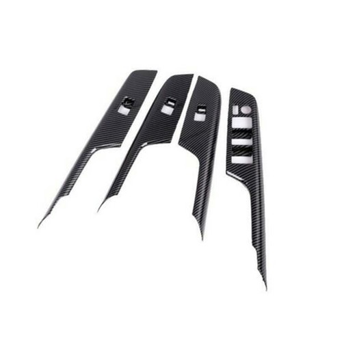 Carbon Fiber Style Window Switch Panel Cover Trim For Toyota Tundra 2022-2024 – Waterproof Self-Adhesive Decoration