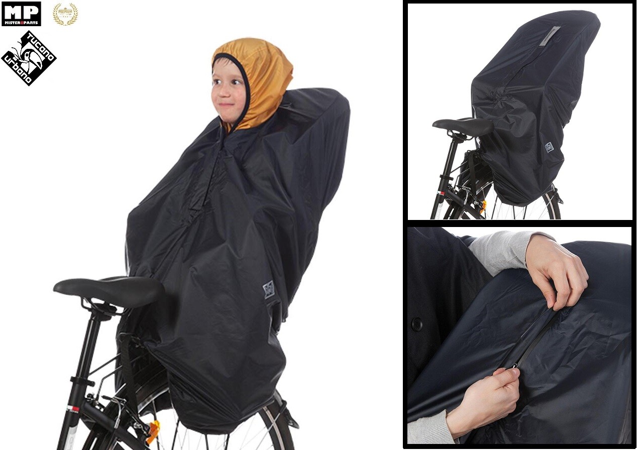 Poncho pluie vélo Tucano transformable et imperméable pour siège enfant arrière