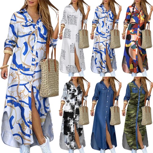 Long Sleeve Shirt Dress Casual Loose 