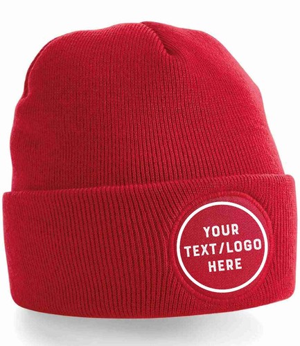Custom Personalised Printed Beanie Thinsulate Round Patch Hat Name Logo Winter - Picture 9 of 20