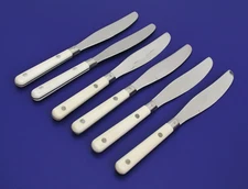 (6) WF WASHINGTON FORGE MARDI GRAS 8 1/8" DINNER KNIVES - CREAM VANILLA IVORY