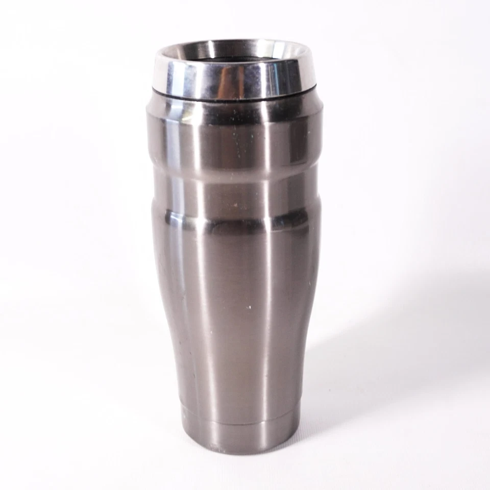 Thermos Stainless Steel Silver Metal Tumbler Travel Coffee Mug Cup w/ Lid Gray - Image 3 of 4