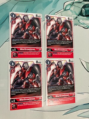 4x WarGrowlmon EX2-010 U (Playset) Digimon CCG | Digital Hazard Near Mint