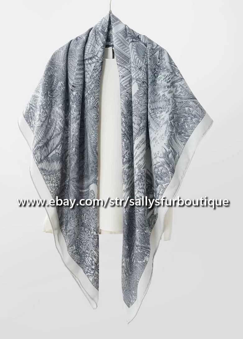 70% Cashmere 30% Silk Floral Double Face Scarf by Sallys 53 Inch Wrap
