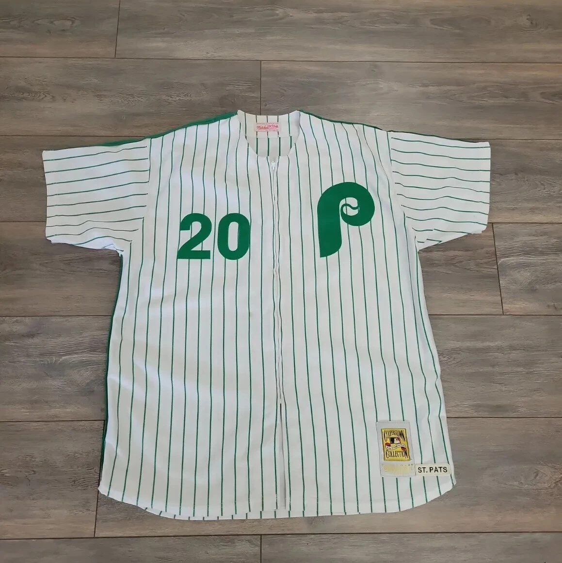 VINTAGE AUTHENTIC MIKE SCHMIDT PHILLIES JERSEY ST PATS 48 XL MITCHELL NESS  GREEN