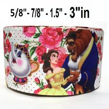 GROSGRAIN RIBBON 5/8", 7/8", 1.5 3" in BEAUTY AND THE BEAST B1 PRINTED BULK