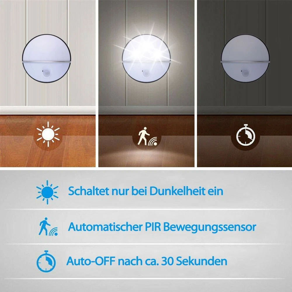 Luz nocturna detector de movimiento 3 LED seguridad emergencia escaleras luz sensor de movimiento