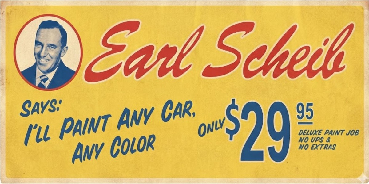 VINTAGE EARL SCHEIB BANNER Auto Paint jobs for $29.95 repro 4