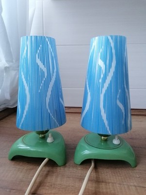 Nachtischlampen ''Meissen'' Gußeisen Messing Ständer und Glaschirm H:26,5cm