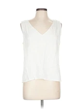 H By Halston Women White Sleeveless Blouse L