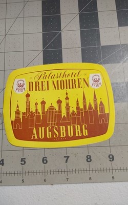 Luggage Label Tag AUSBURG GERMANY PALAST HOTEL DREI MOHREN