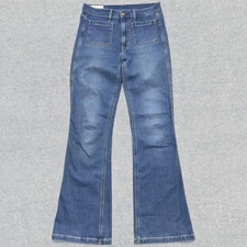 Gap Jeans Women's 28 / 6 Long Blue Denim 70's Flare High Rise Distressed Hippie