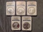 2011 P REVERSE PROOF SILVER EAGLE NGC PF69 MS69 25TH ANNIVERSARY SET 5 COIN SET