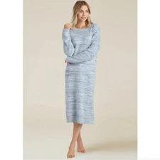 Softies Marshmallow Crew Neck Lounger Pajama Dress Pockets Blue Small/Medium