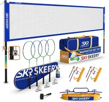 Professional Badminton Set with Winch System,Portable Badminton Net Includes Car