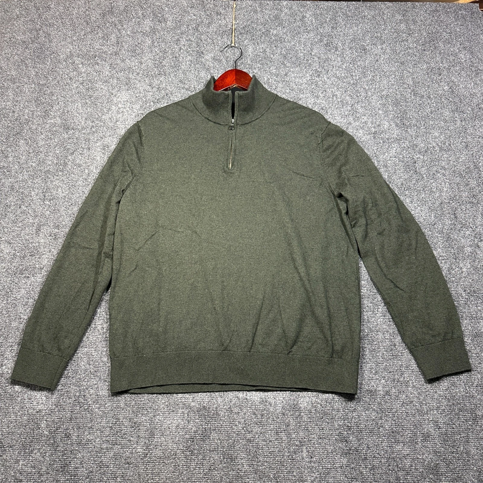 Banana Republic Sweater Mens XL PIma Cotton Cashmere Green 1/4 Zip Pullover
