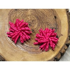 2 KORKER HAIR BOWS 1 PAIR 2 1/4" HAIR CLIP PIG TAILS HOT PINK BABY TODDLER GIRL