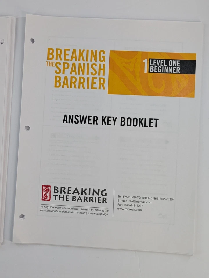 LOT 2📚Breaking the Spanish Barrier Level One Beginner Test Program & Answer Key - Image 2 of 4