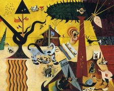 The Tilled Field, 1924 by Joan Miro 16"X20" GLOSSY POSTER PRINT