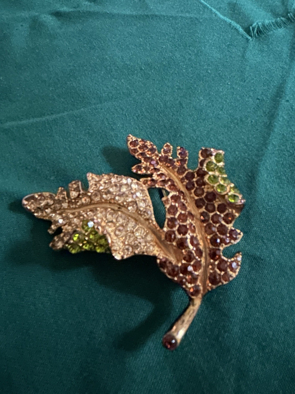 Vtg Kenneth Jay Lane KJL Brooch Fall Leaf Rhinest… - image 1